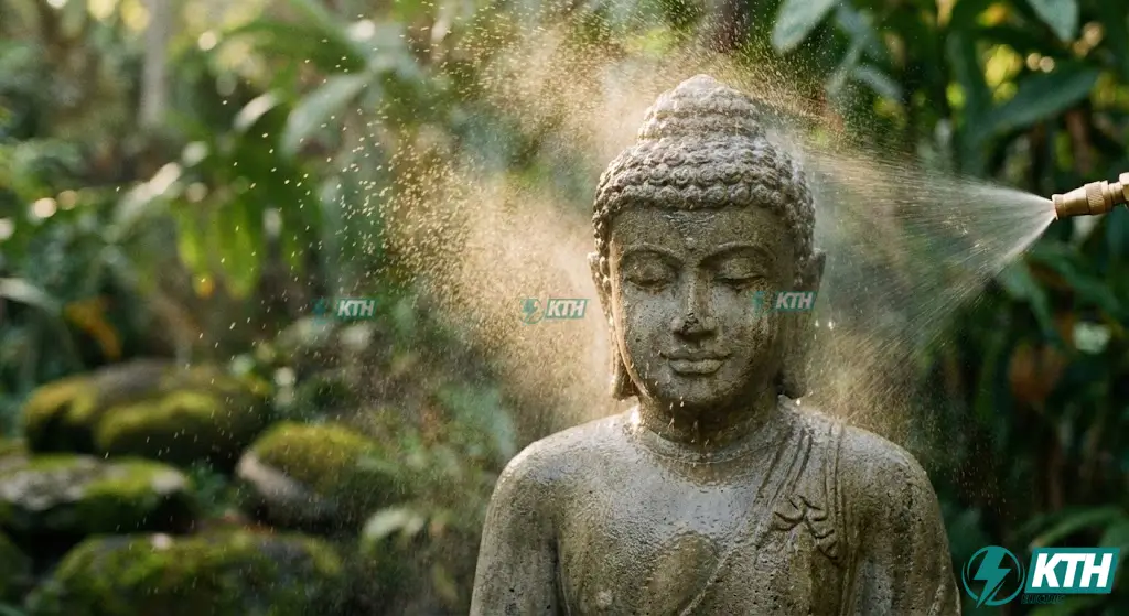 Cách bảo dưỡng tượng Phật xi măng ngoài trời không nứt chân chim.