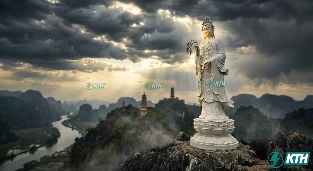 Báo giá đắp tượng Phật Quan Âm bằng xi măng ngoài trời cỡ lớn cho chùa chiền, khu du lịch tâm linh.