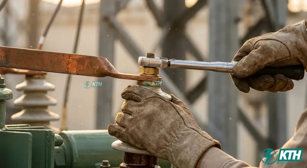 Quy trình bảo trì bảo dưỡng máy biến áp dầu, kiểm tra sứ cách điện và siết chặt các điểm đấu nối cao thế.