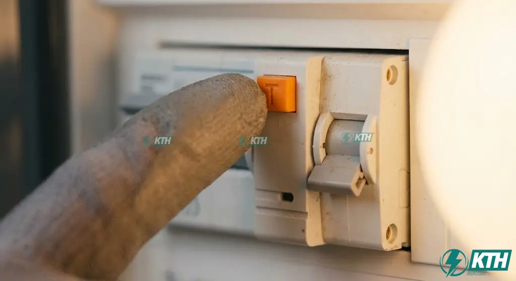 Cách kiểm tra aptomat chống giật còn hoạt động tốt hay không bằng nút Test định kỳ hàng tháng.