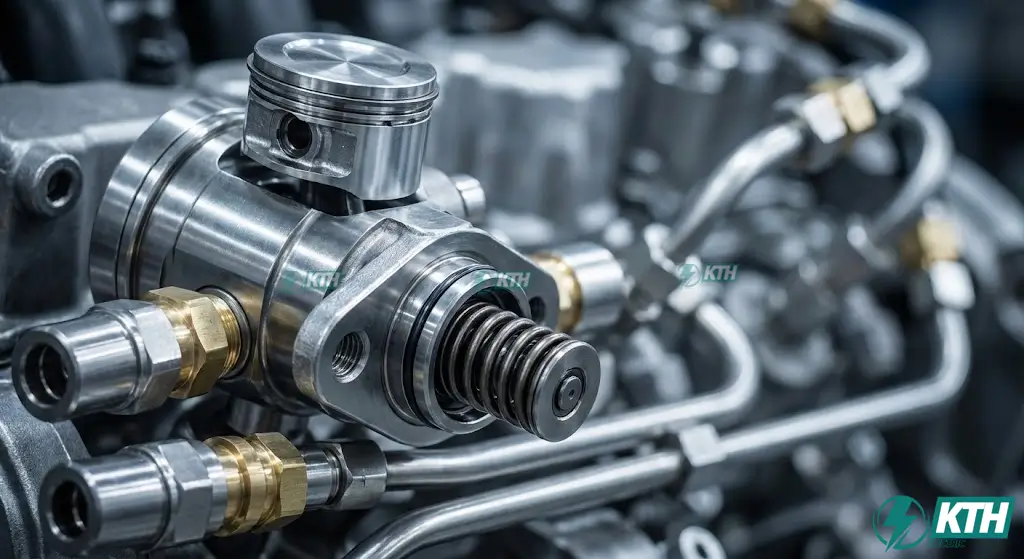 Cấu tạo chi tiết bơm cao áp Diesel (heo dầu) với piston và xylanh bơm có độ chính xác cao.