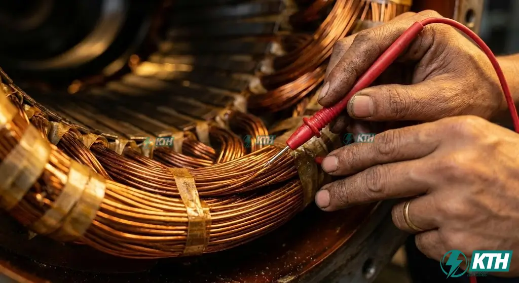 Cấu tạo đầu phát máy phát điện gồm stator dây đồng và rotor kích từ giúp biến đổi cơ năng thành điện năng.