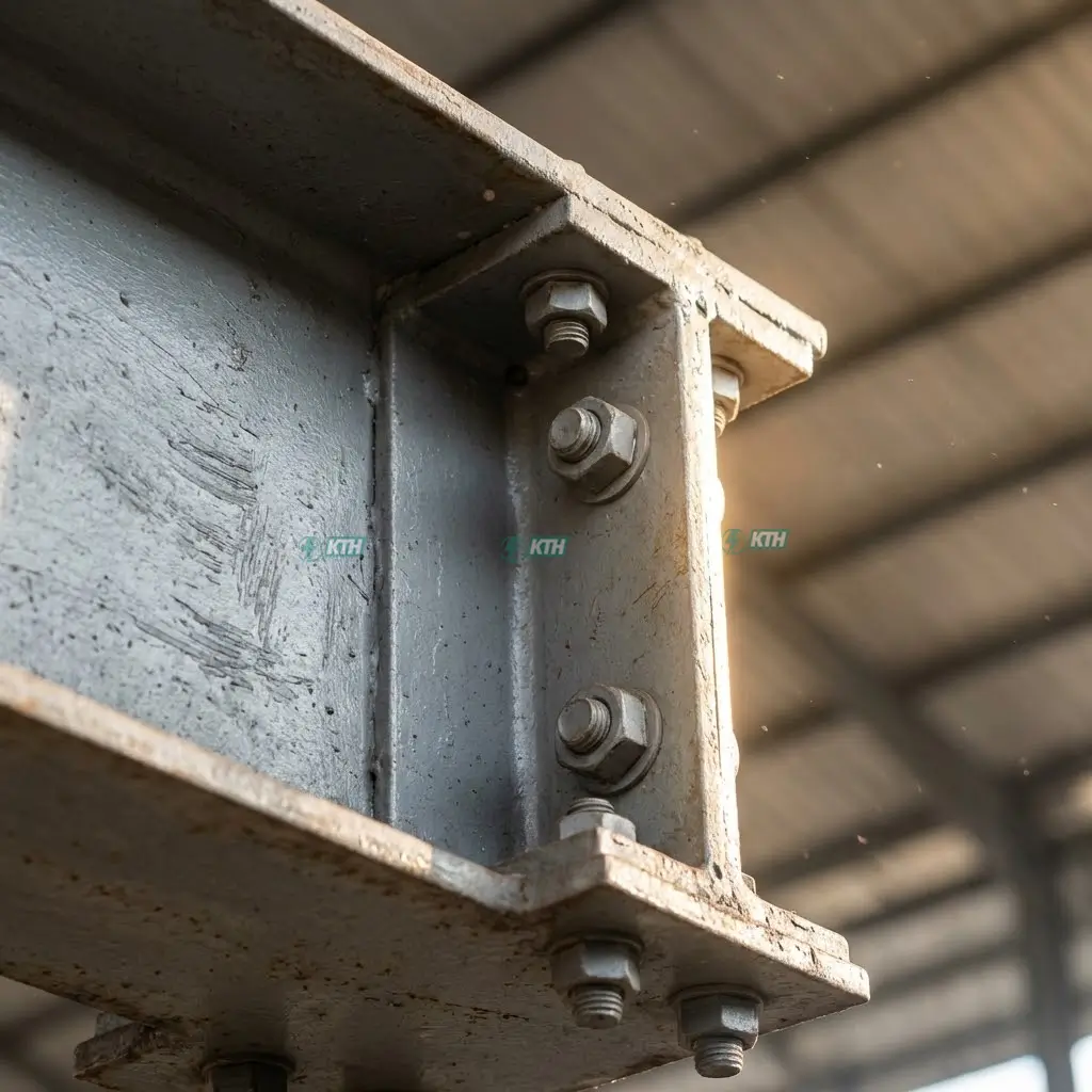 Chi tiết liên kết bu lông và kết cấu khung thép trong công trình dân dụng.