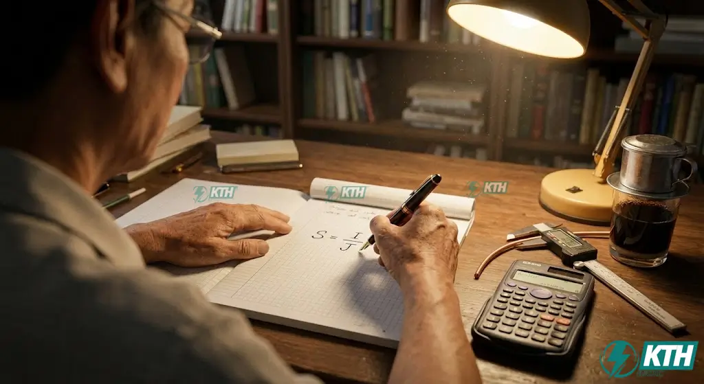 Cách tính tiết diện dây dẫn điện theo công suất và mật độ dòng điện J bằng công thức S=I/J chuẩn xác nhất cho điện dân dụng.