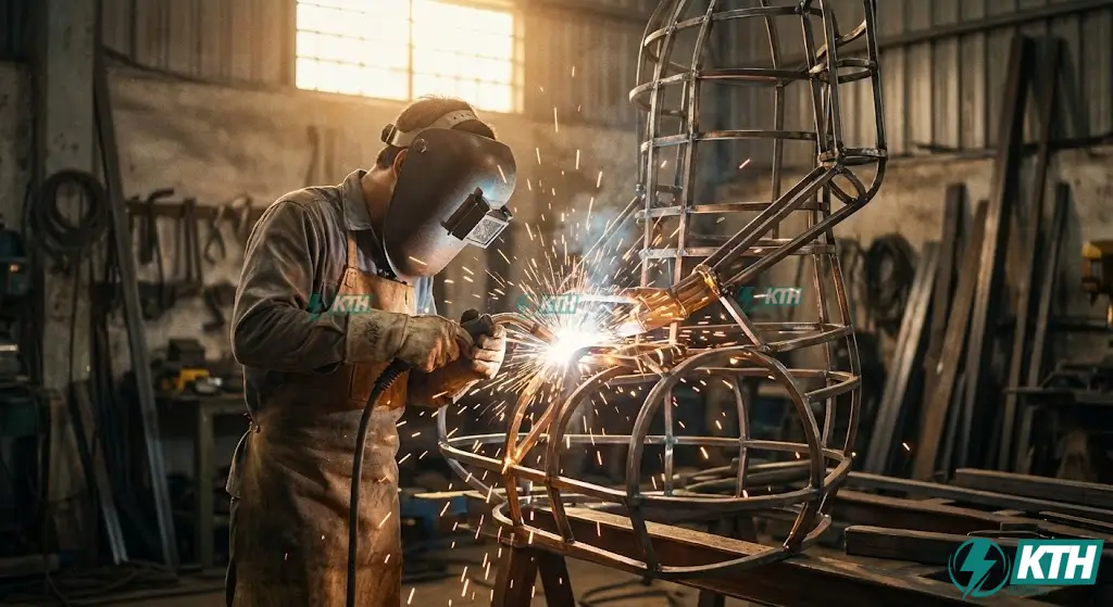 Kỹ thuật làm cốt thép chịu lực đắp tượng Phật xi măng lớn.