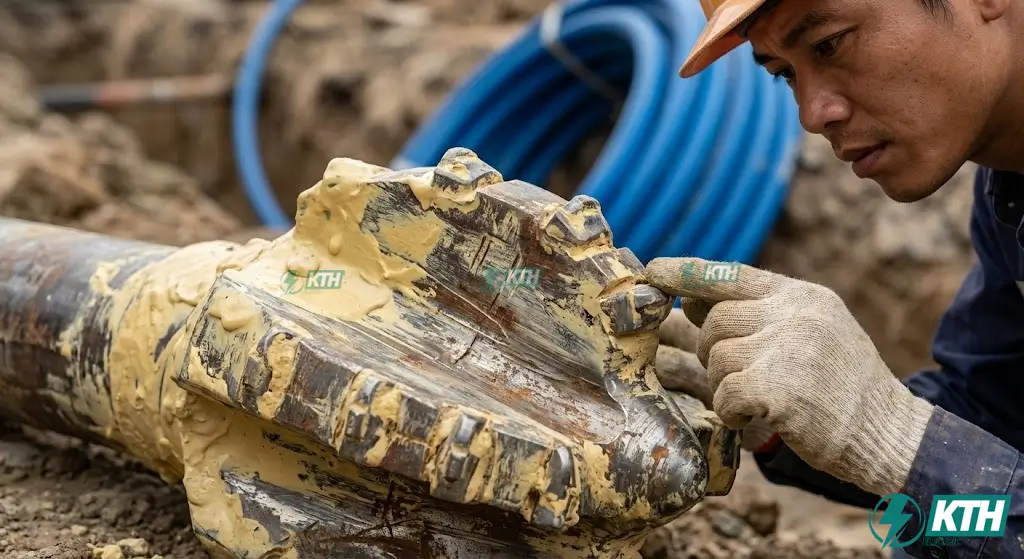 Đầu doa mũi khoan ngầm và quy trình kiểm soát dung dịch Bentonite giúp ổn định thành vách hố khoan, ngăn ngừa sụt lún mặt đường.