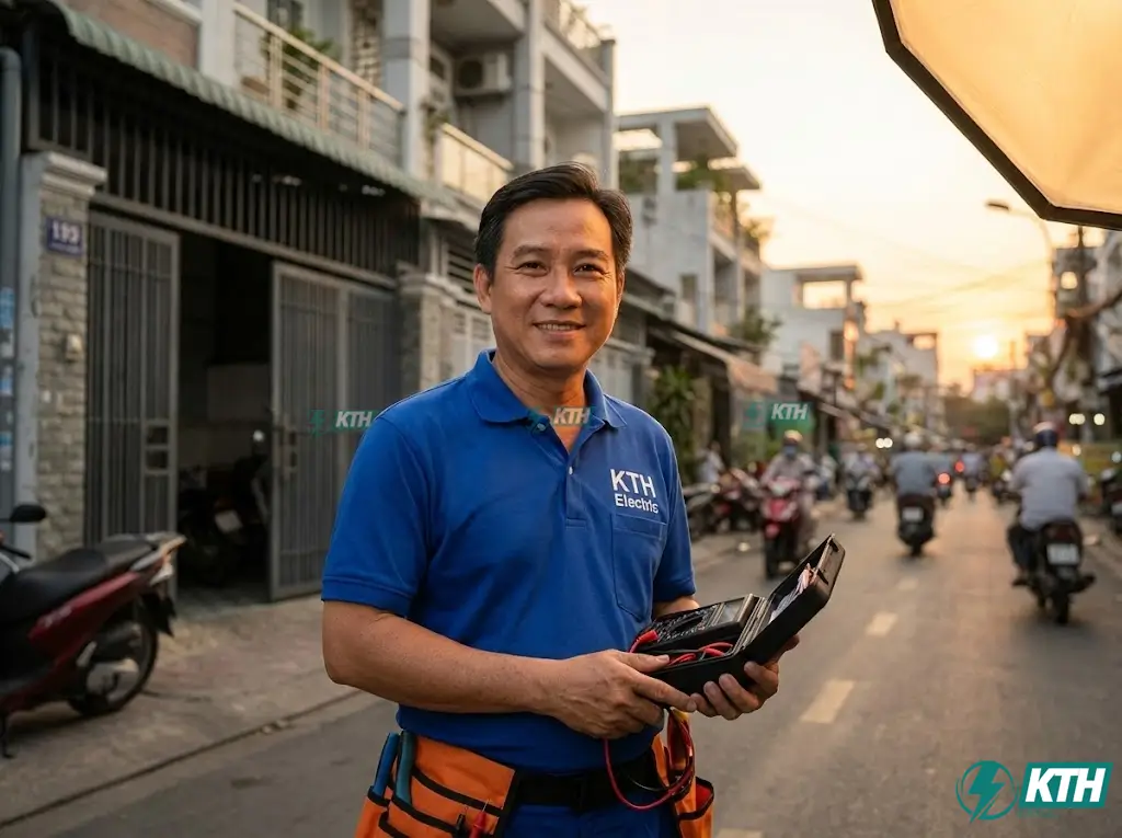 Đội ngũ thợ sửa điện KTH Electric chuyên xử lý sự cố ngắn mạch 24/7 tại TP.HCM uy tín và chuyên nghiệp.