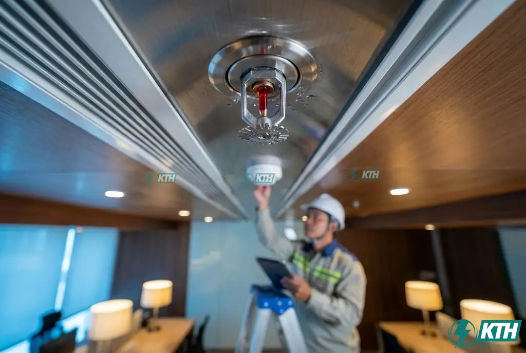 Hệ thống đầu phun chữa cháy tự động Sprinkler giúp tối ưu hóa số lượng bình chữa cháy xách tay theo QCVN 10:2026.