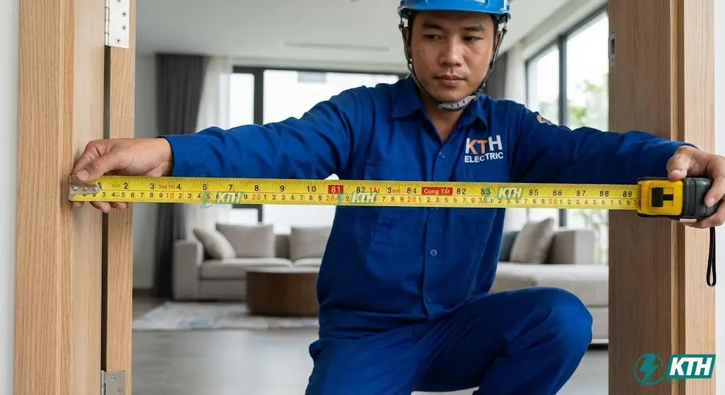 Hướng dẫn cách đo kích thước thông thủy cửa chính chuẩn xác bằng thước lỗ ban 52.2cm, đo lọt lòng khung cửa để đón sinh khí.