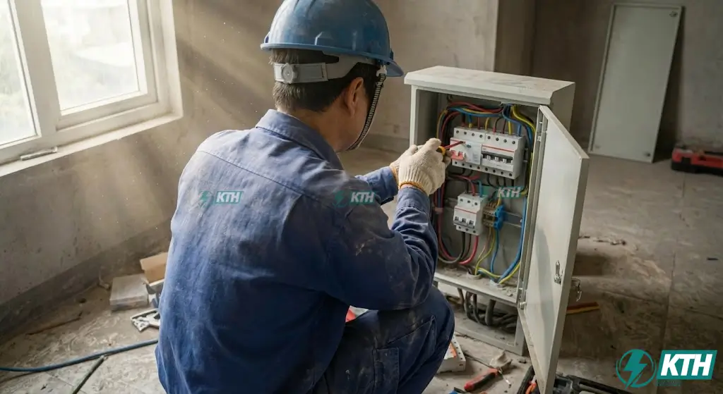 Thợ điện KTH Electric hướng dẫn đấu nối RCD và RCBO vào tủ điện tổng gia đình đúng kỹ thuật.