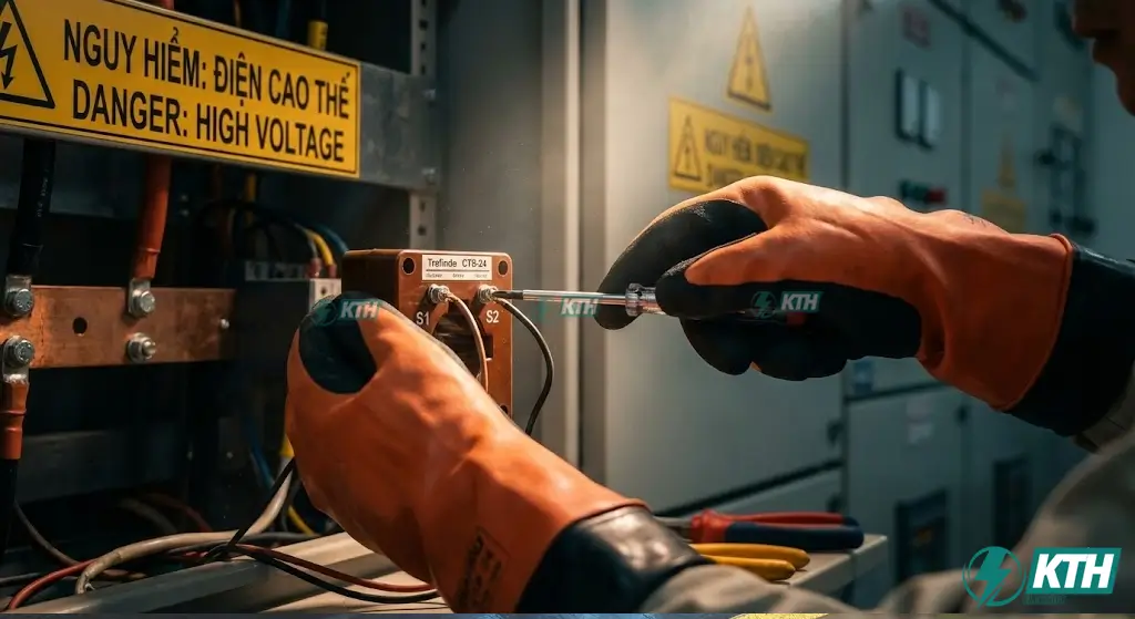 Hướng dẫn đấu nối mạch thứ cấp máy biến dòng trung thế an toàn đúng kỹ thuật IEC 60044-1.