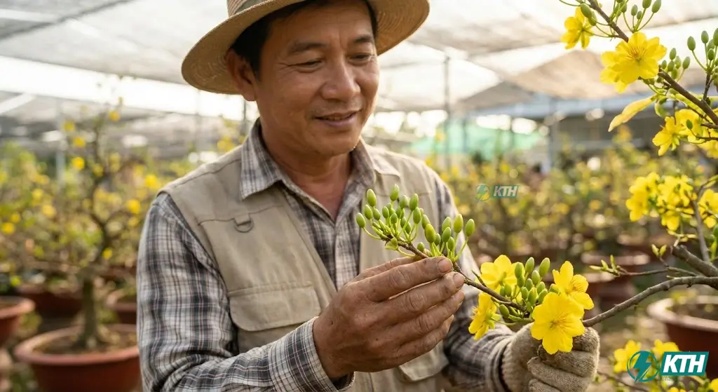 Kinh nghiệm chọn thuê mai tết đẹp, cách kiểm tra nụ hoa và bộ rễ mai vàng khỏe mạnh từ chuyên gia nhà vườn.