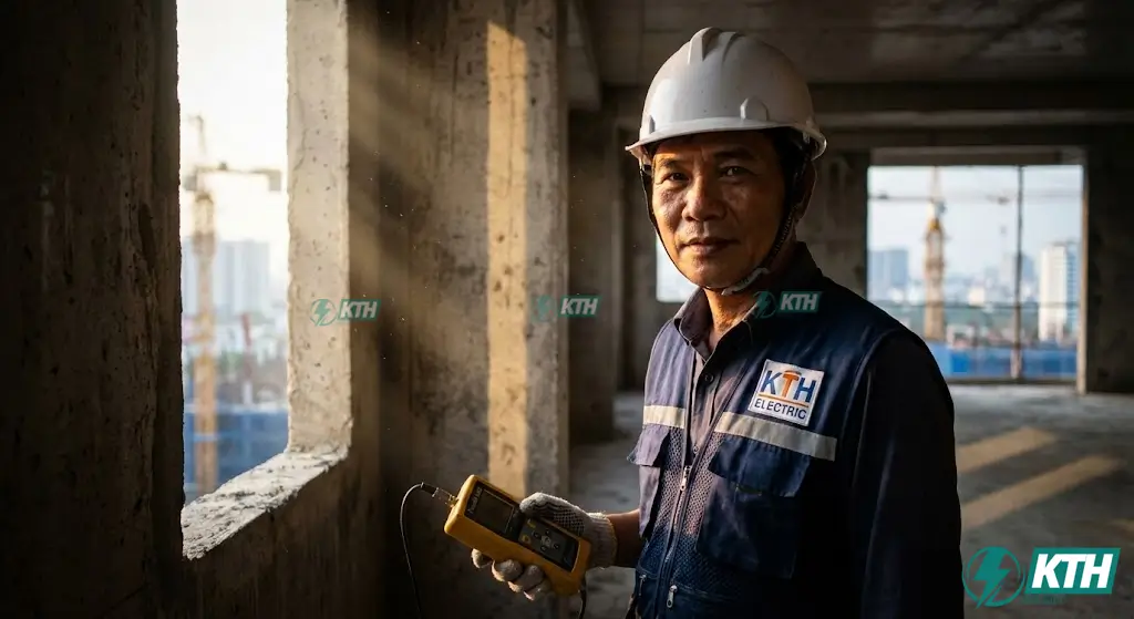 Kỹ sư KTH Electric 20 năm kinh nghiệm thực hiện thí nghiệm siêu âm bê tông theo tiêu chuẩn TCVN 9357:2012 tại công trình cao tầng TPHCM.