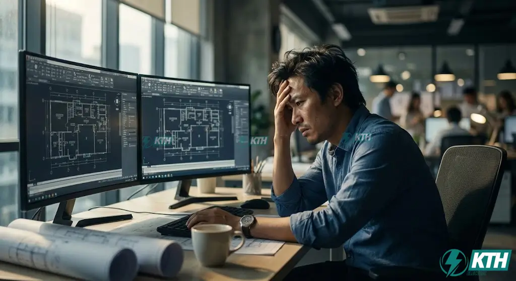 Kỹ sư cơ điện M&E Việt Nam đang gặp vấn đề lỗi font CAD hiển thị ký tự lạ và ô vuông khi mở bản vẽ quy hoạch cũ thiếu font TCVN3.