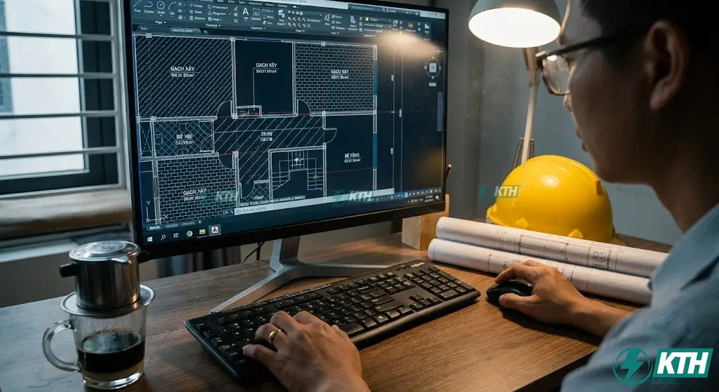 Hướng dẫn sử dụng lệnh Hatch và lệnh Trim để xử lý bản vẽ kiến trúc chi tiết mà không bị treo máy hay lỗi hiển thị.