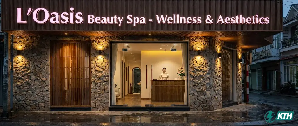 Làm biển hiệu công ty Spa cao cấp bằng chữ nổi Inox ăn mòn kết hợp Mica Đài Loan.