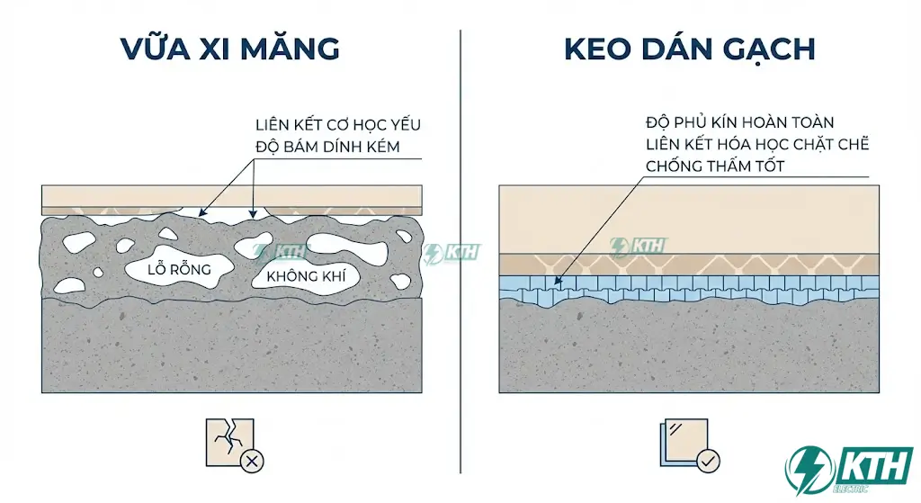 Nên dùng Keo dán gạch hay Hồ dầu xi măng để thi công