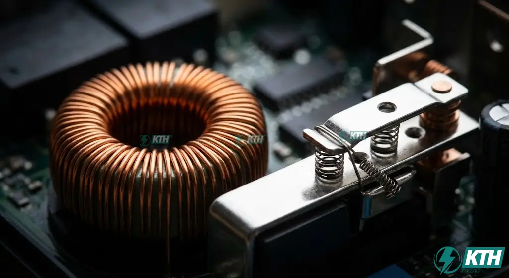 Cấu tạo bên trong RCD với biến dòng lõi xuyến cảm biến dòng rò theo nguyên lý định luật Kirchhoff.