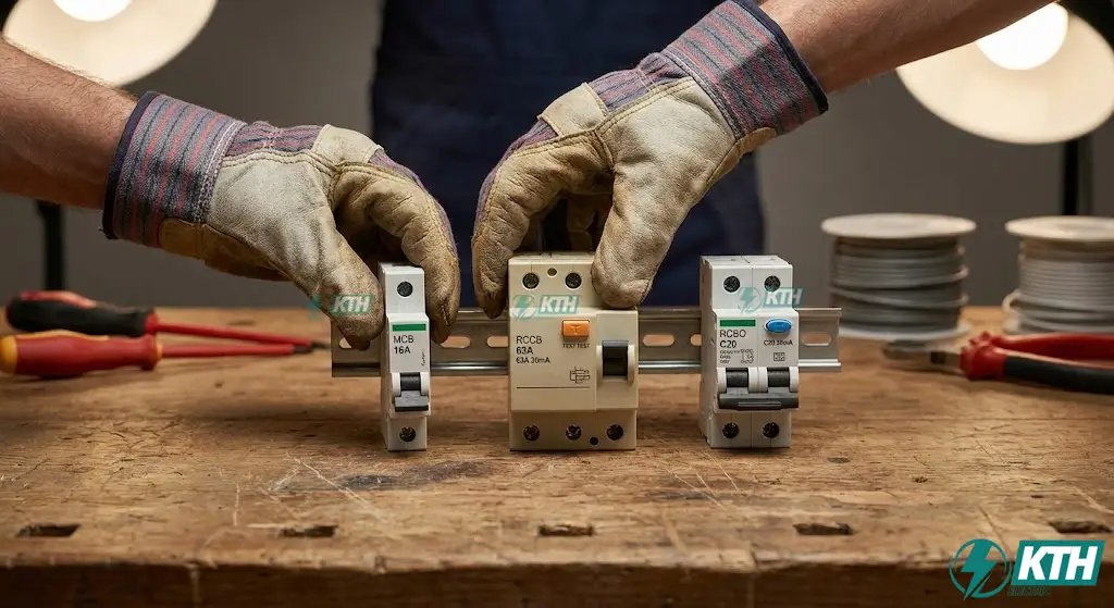 So sánh phân biệt sự khác nhau giữa Aptomat thường MCB, Aptomat chống rò RCCB và RCBO đa năng.