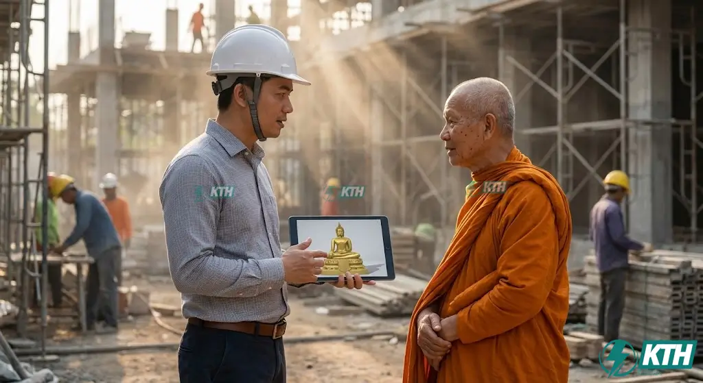 Quy trình tư vấn thiết kế và thi công đắp tượng Phật bằng xi măng chuyên nghiệp.