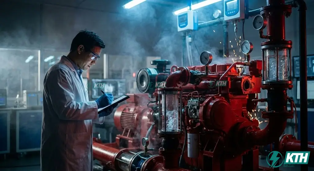 Quy trình thử nghiệm và kiểm định máy bơm chữa cháy tại phòng thí nghiệm được chỉ định.