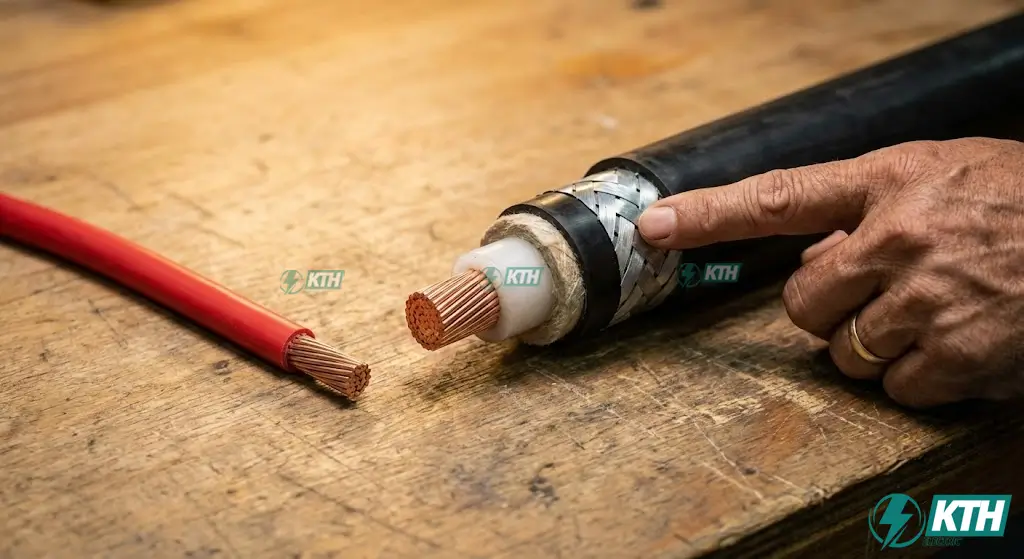 So sánh sự khác biệt cấu tạo giữa dây điện dân dụng và cáp điện giáp thép DSTA chịu lực.