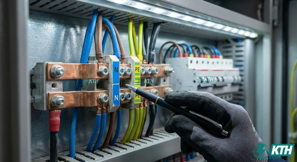 Sơ đồ nối đất mạng TN-S với dây trung tính và dây bảo vệ PE tách biệt giúp giảm nhiễu điện từ cho thiết bị điện tử.