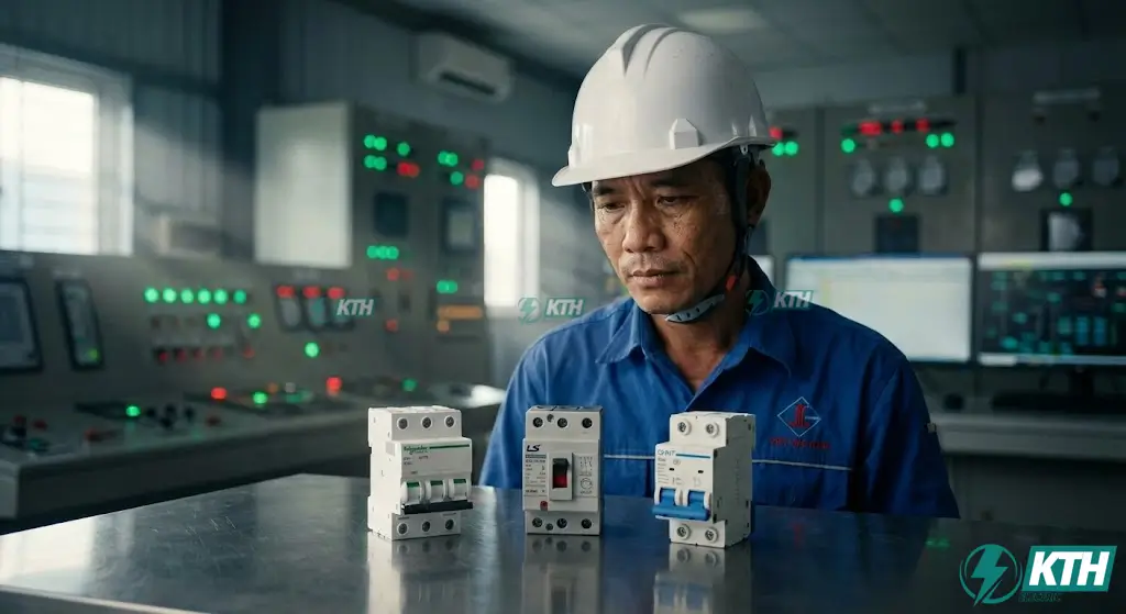 So sánh thiết bị đóng cắt MCCB của Schneider Electric, LS Electric và Chint Electric cho tủ điện nhà xưởng.