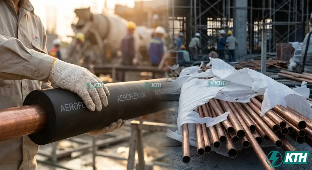 Báo Giá Thi Công Hệ Thống HVAC: Giải Mã Chi Phí & Tránh "Bẫy Giá Rẻ" 3 So sánh chất lượng vật tư ống đồng và bảo ôn trong báo giá thi công hệ thống HVAC chuẩn chỉnh của KTH Electric so với các loại vật tư giá rẻ kém chất lượng dễ gây sự cố.