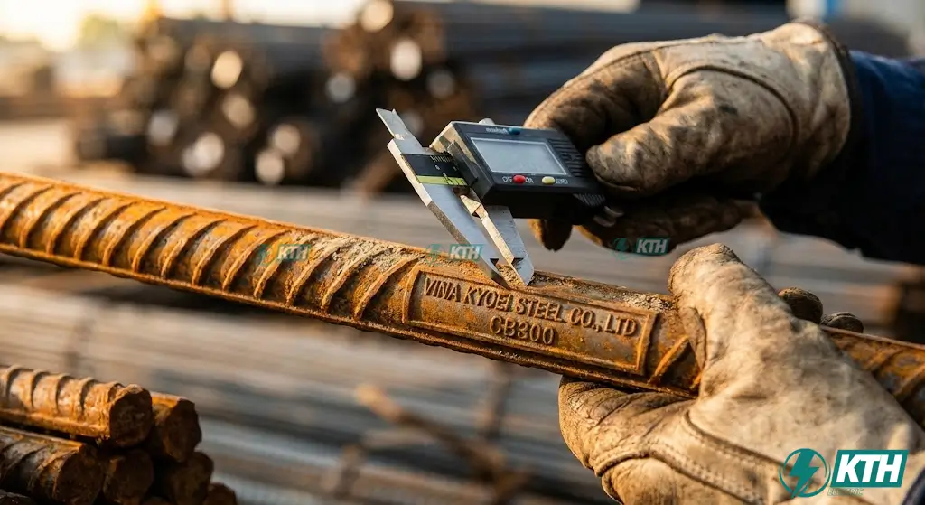 Cách kiểm tra đường kính và phân loại lô thép xây dựng theo TCVN 1651:2018 để lấy mẫu thí nghiệm.