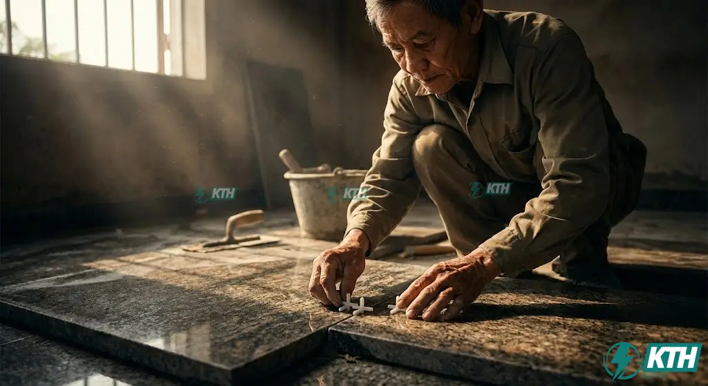 Thi công ốp lát gạch và đá hoa cương hoàn thiện nhà ở.