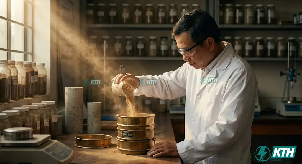 Thí nghiệm thành phần hạt và mô đun độ lớn của cát bê tông tại phòng LAS-XD theo TCVN 7570.