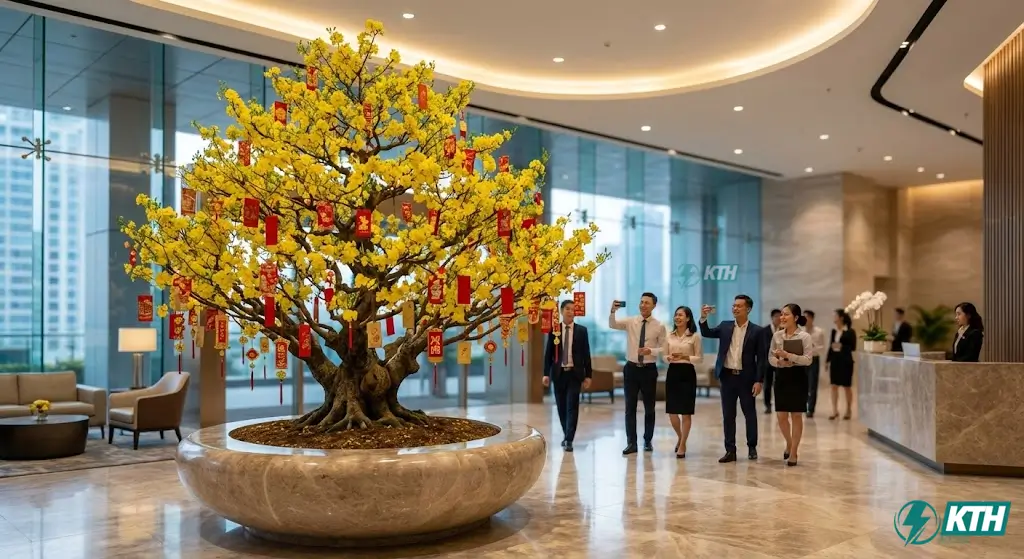 Xu hướng thuê mai chưng văn phòng, sảnh công ty, tòa nhà tại TPHCM dịp Tết Ất Tỵ 2026.