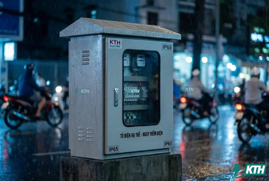 Tủ Điện Hạ Thế Là Gì? Cấu Tạo, Phân Loại & Tiêu Chuẩn Mới 2026 3 Tủ điện hạ thế ngoài trời chuẩn IP65 với thiết kế mái che chống nước và bụi bẩn.