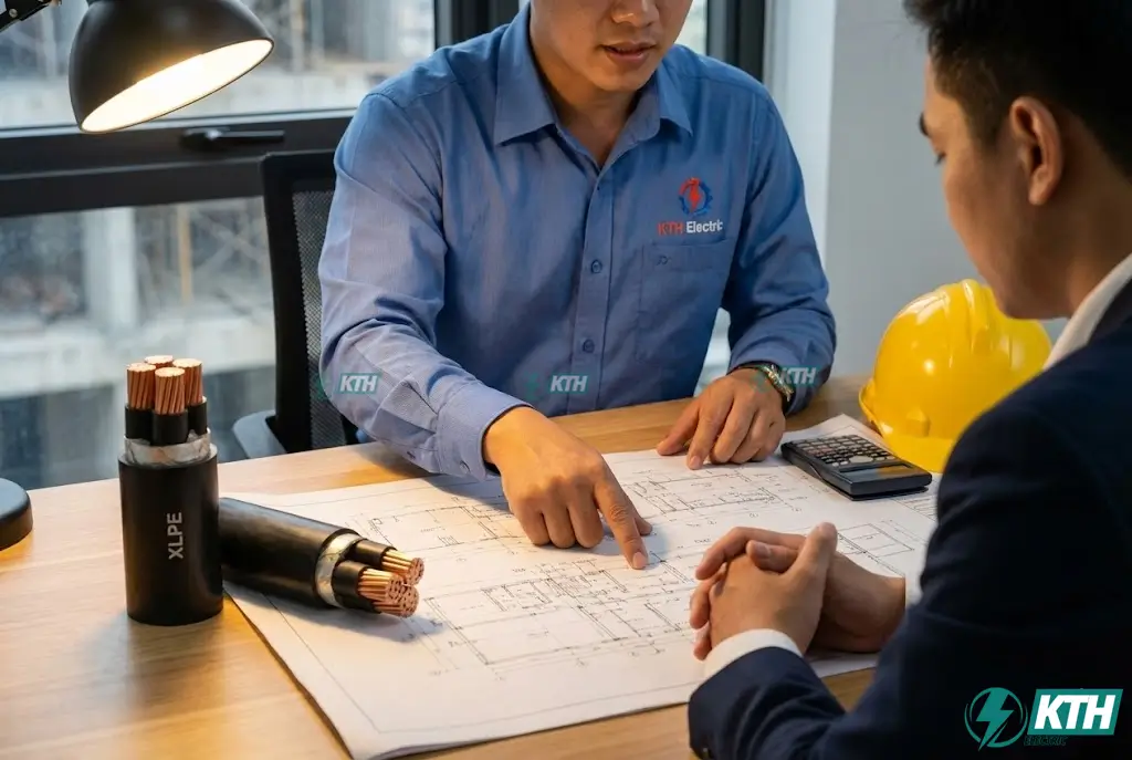 Chuyên gia KTH Electric tư vấn chọn tiết diện dây cáp XLPE và báo giá cho chủ đầu tư dự án tại TP.HCM.