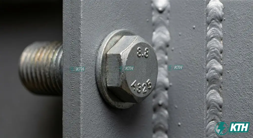 Chi tiết liên kết bu lông cường độ cao 8.8 và đường hàn tự động đạt chuẩn siêu âm.