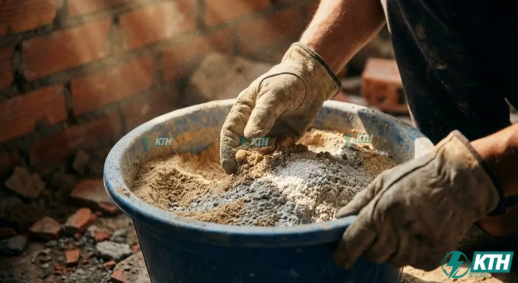 Thành phần vữa khô trộn sẵn chuyên dụng cho gạch bê tông khí chưng áp AAC chống co ngót.