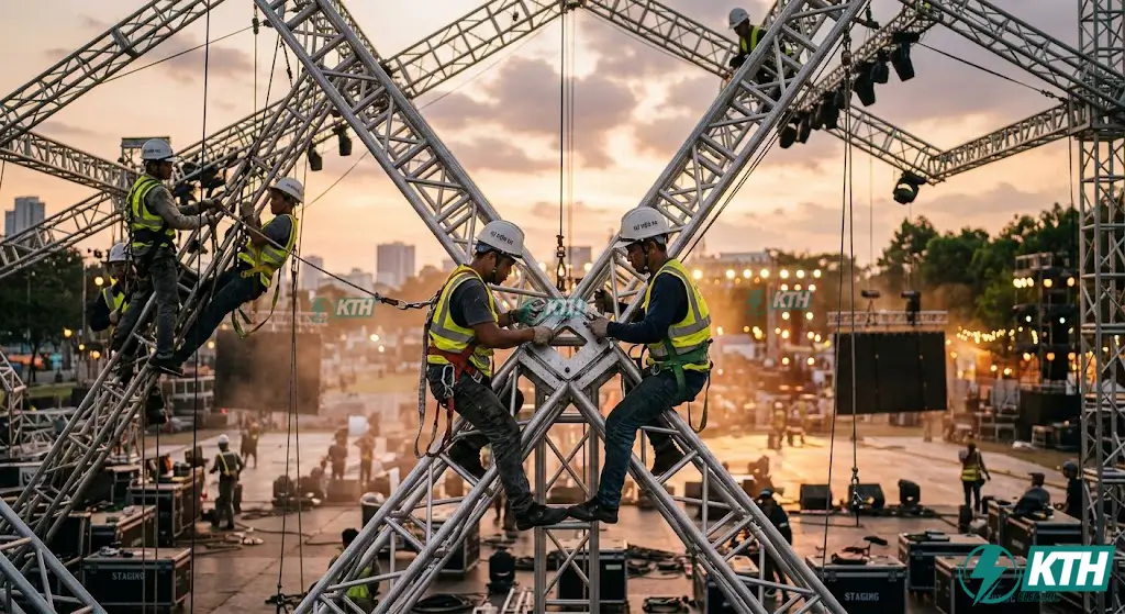 Lắp ráp khung truss nhôm hợp kim T6061 cho hệ thống giàn không gian sự kiện ngoài trời