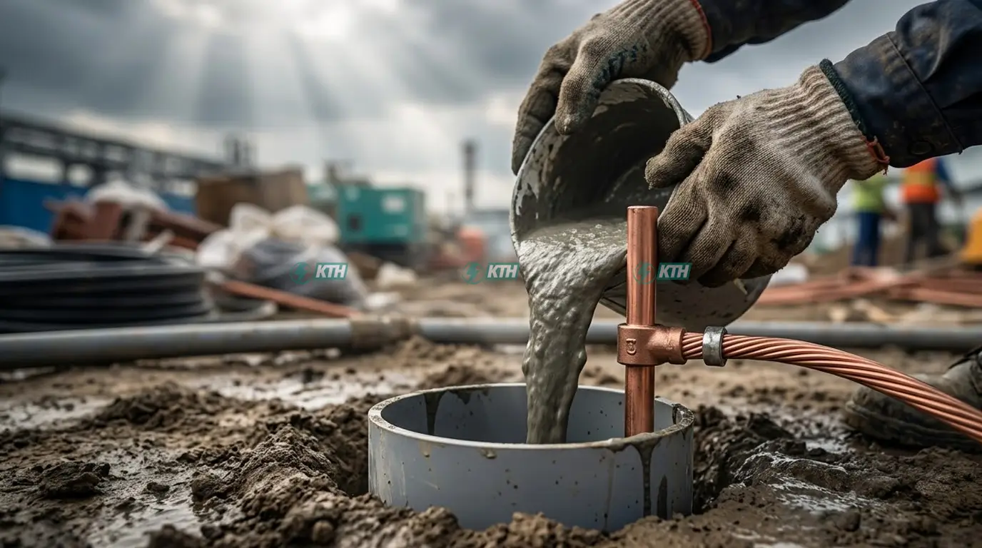 Đổ hóa chất giảm điện trở GEM cho bãi tiếp địa