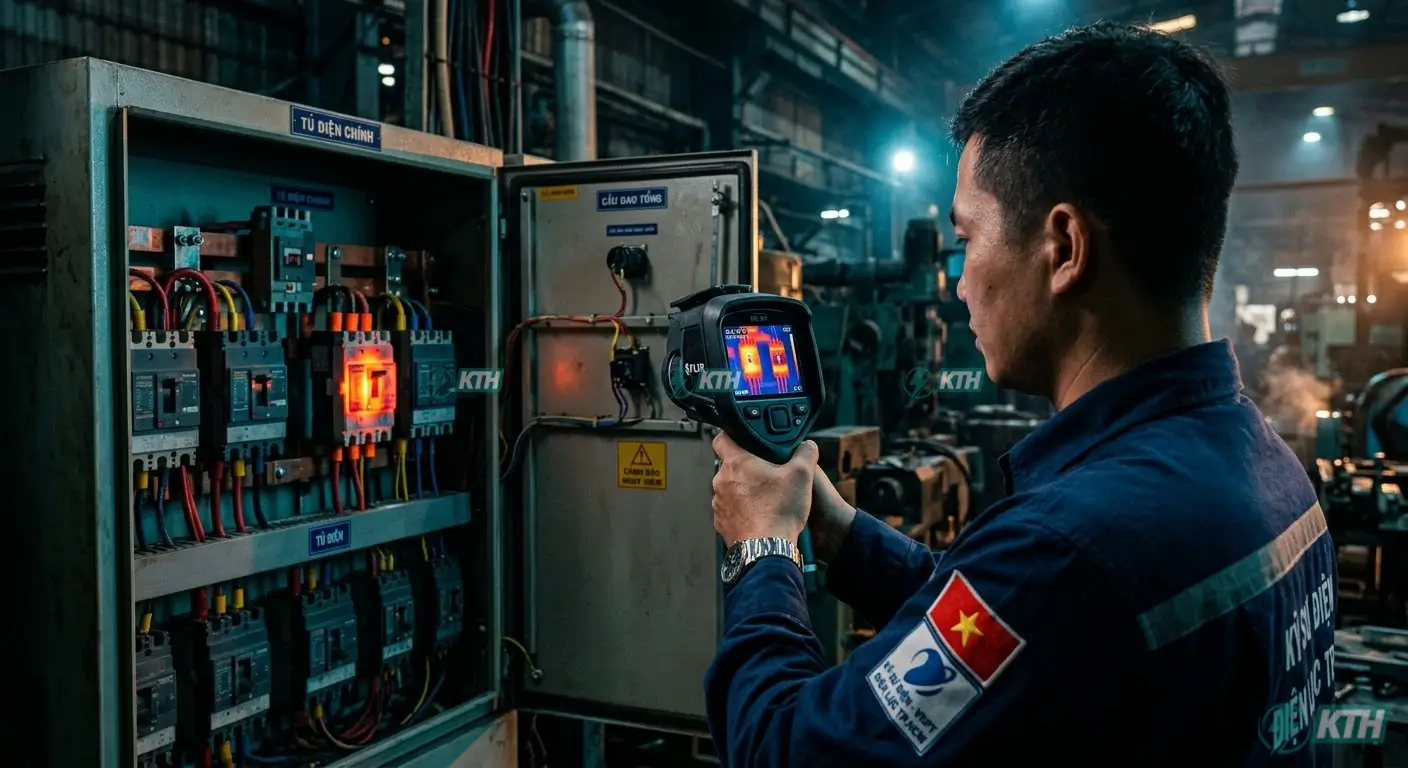 quy trình bảo dưỡng mạng điện hạ áp nhà máy -  kiểm tra nhiệt độ thiết bị điện hạ thế bằng camera hồng ngoại - dịch vụ thi công tủ điện uy tín tại tphcm