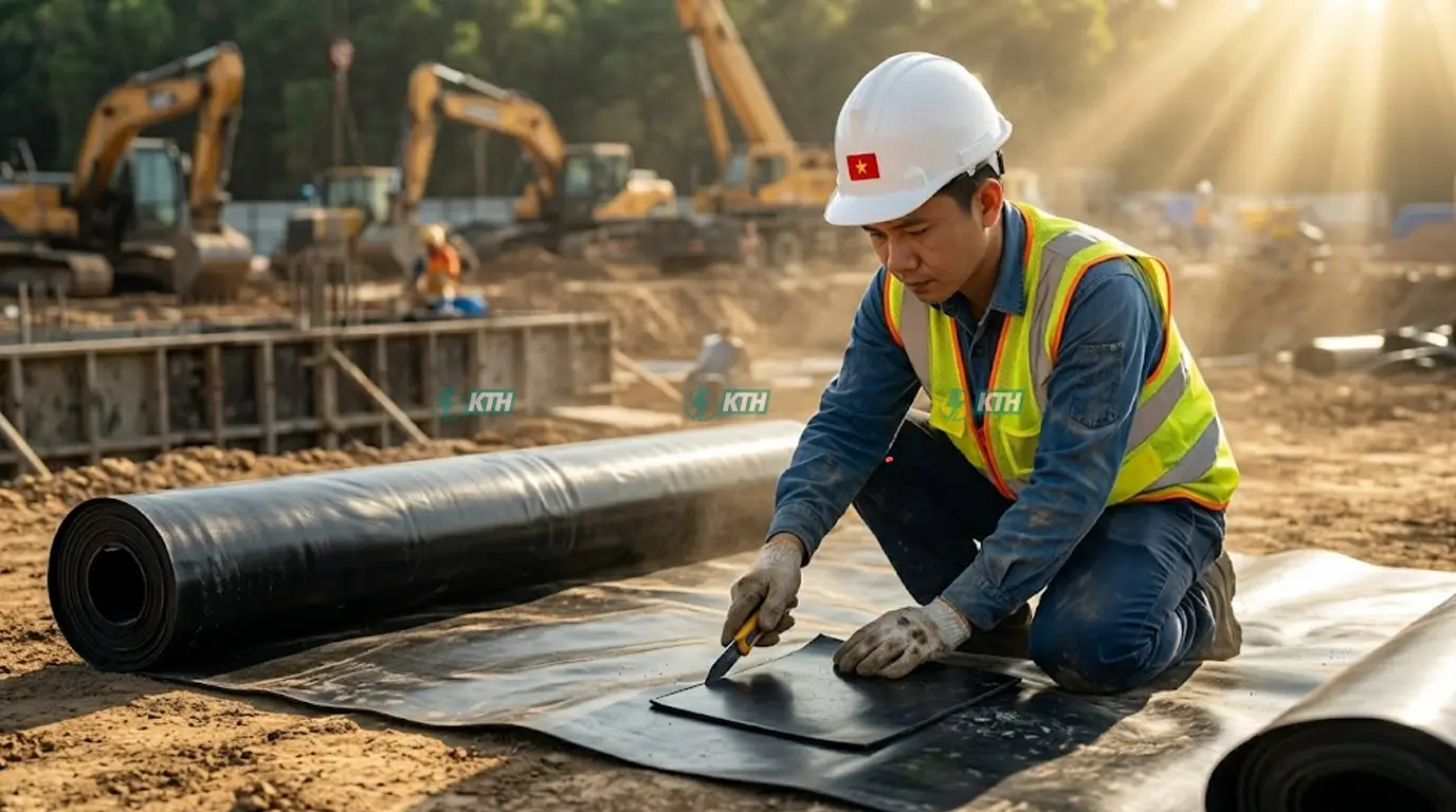 Quy trình lấy mẫu thử nghiệm màng chống thấm HDPE và bấc thấm đứng tại hiện trường dự án.