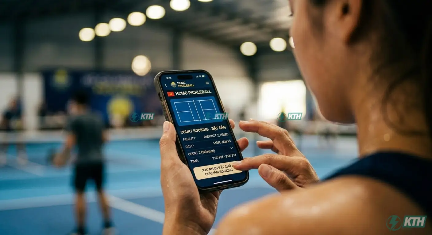 Ứng dụng đặt lịch sân pickleball Gò Vấp kiểm tra khung giờ vàng và bảng giá