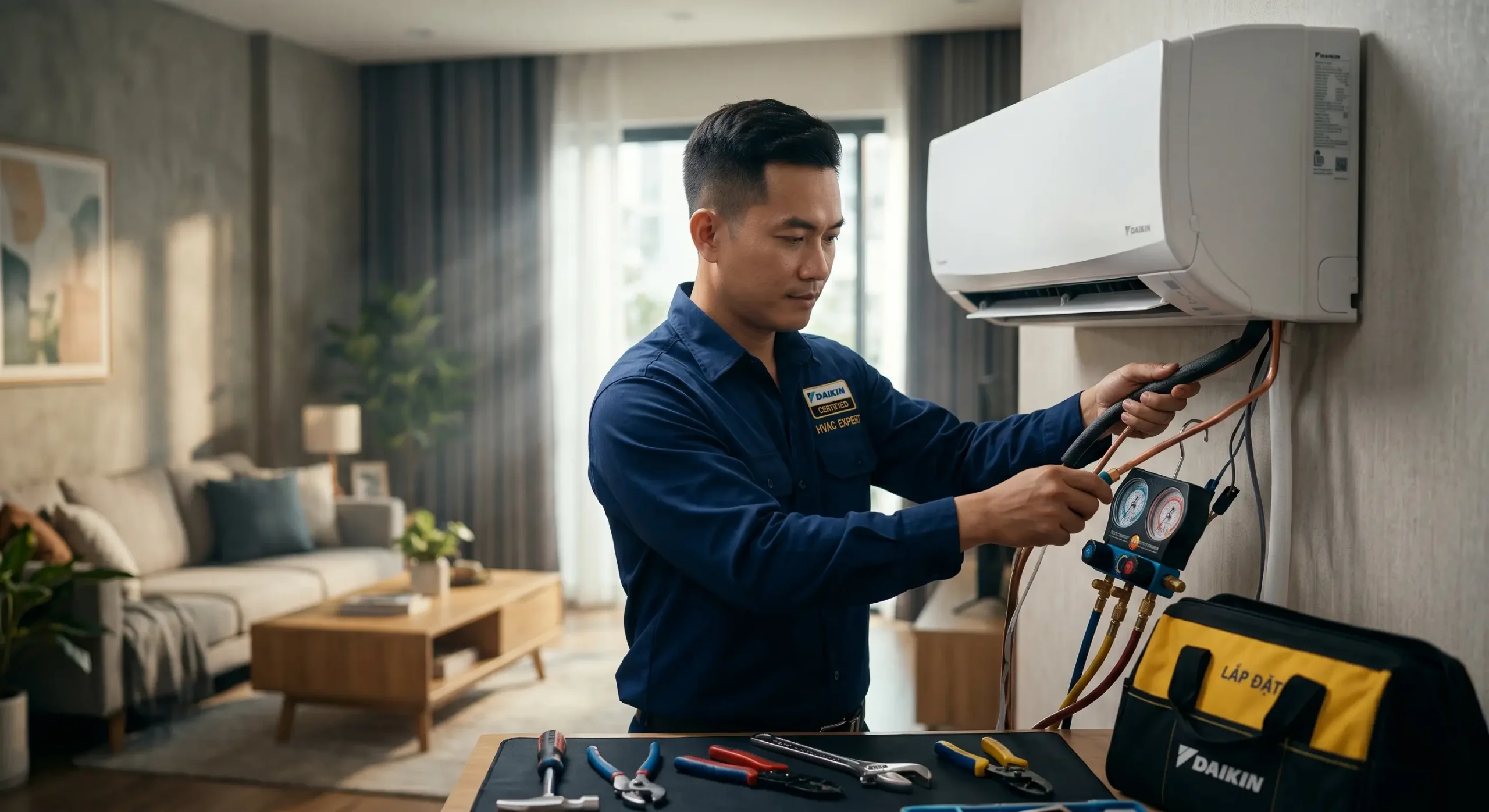 Đại lý phân phối máy lạnh daikin 1hp chính hãng giá kho miễn phí thi công hút chân không chuẩn kỹ thuật.