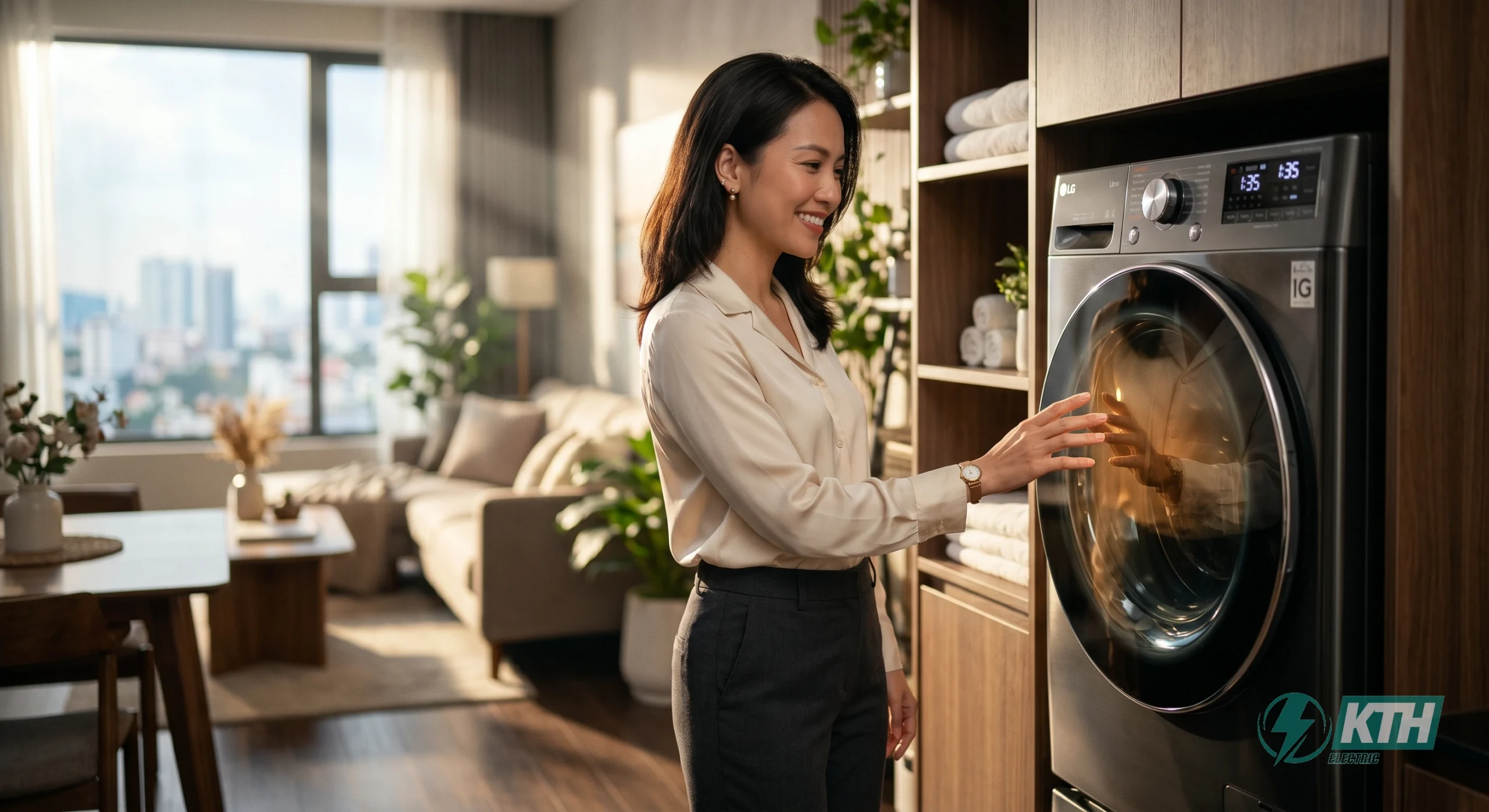 Đánh giá máy giặt sấy LG FV1209D5P 9kg lồng ngang thiết kế sang trọng cho không gian nhỏ.
