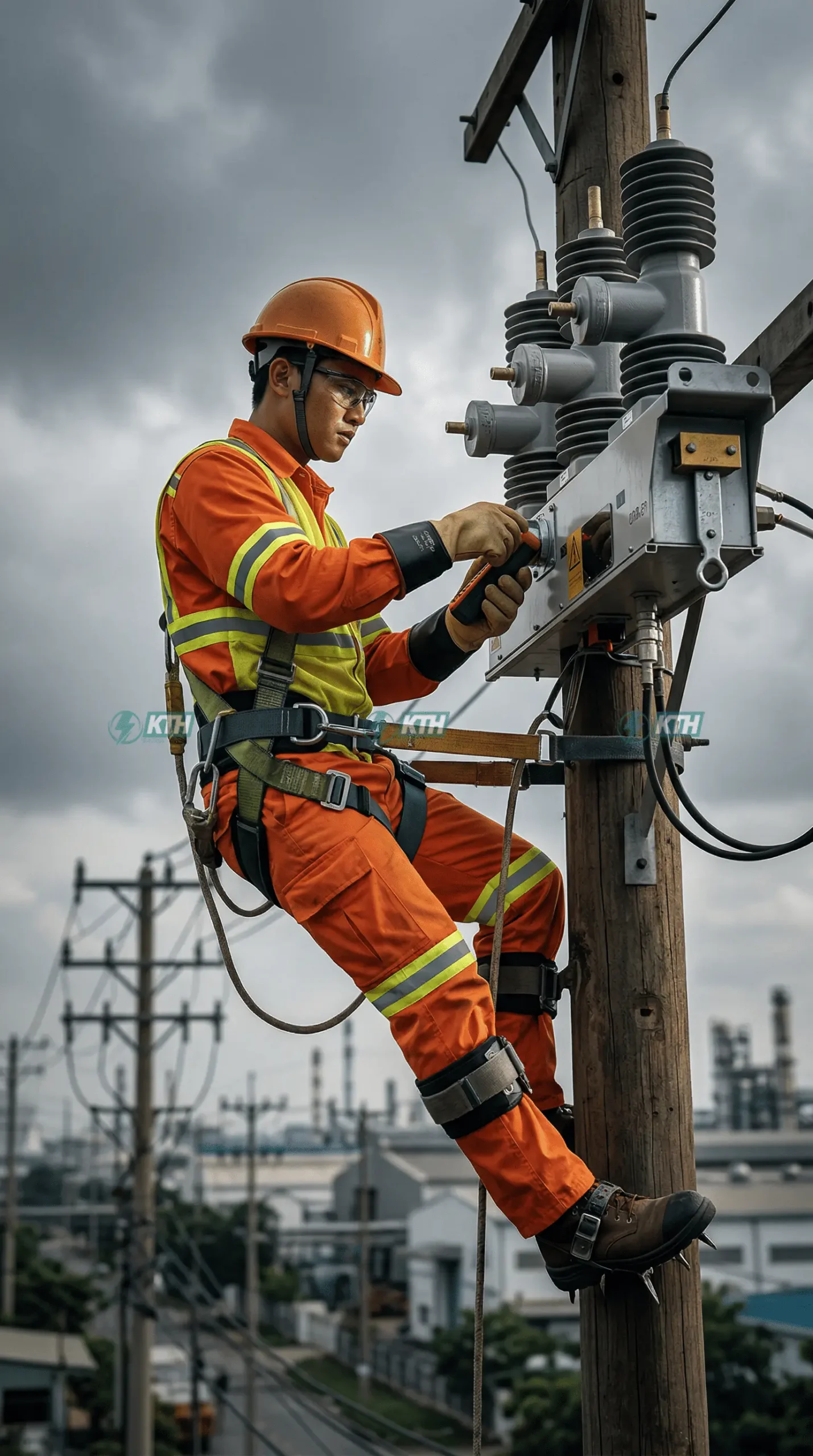 Dịch vụ bảo trì Recloser 22kV 35kV trọn gói: Kỹ sư KTH Electric đang thực hiện quy trình bảo trì bảo dưỡng Recloser chuẩn Điện lực, đánh giá tình trạng thiết bị đóng cắt trung thế trên lưới điện quốc gia.