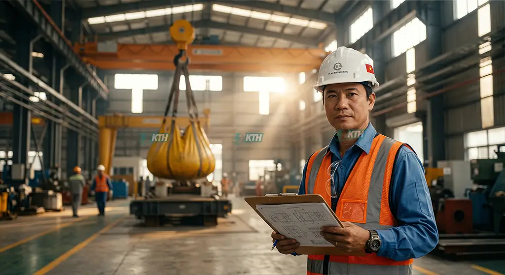 Dịch vụ kiểm định thử tải cầu trục và thiết bị nâng hạ bằng túi nước đạt chuẩn QCVN 7:2012/BLĐTBXH.