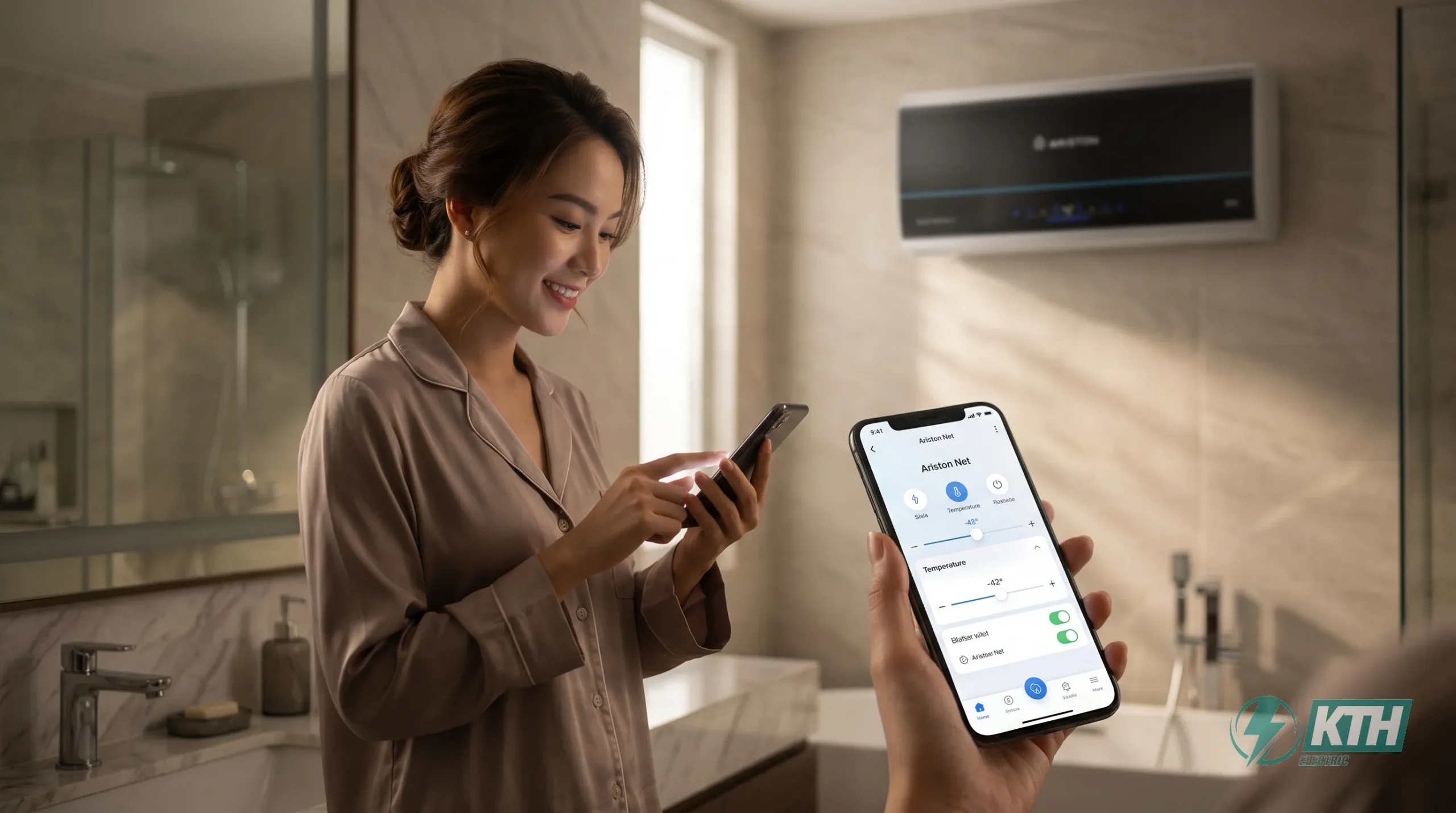 Hướng dẫn sử dụng máy nước nóng Ariston Wifi 30l qua ứng dụng Aqua Ariston Net giúp tiết kiệm điện năng 5 sao.