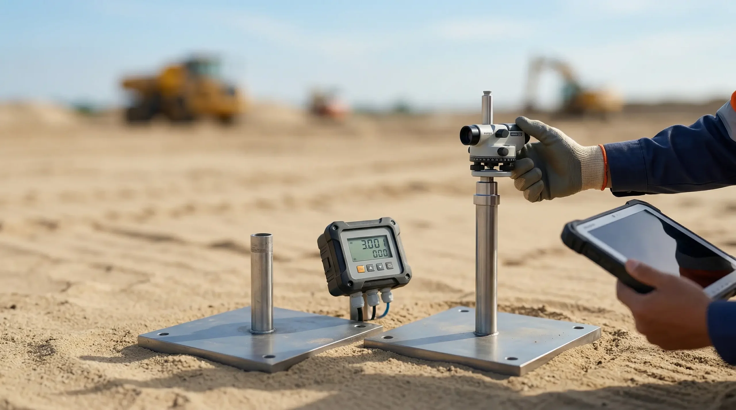 Công tác quan trắc lún và kiểm tra áp lực nước lỗ rỗng theo tiêu chuẩn thiết kế xử lý nền đất yếu.