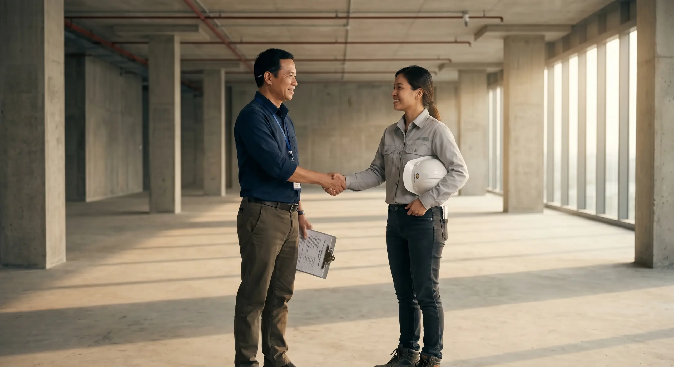 Quy trình tháo dỡ trả mặt bằng đạt chuẩn, dọn dẹp phế thải xây dựng và ký biên bản nghiệm thu khôi phục hiện trạng với ban quản lý tòa nhà.