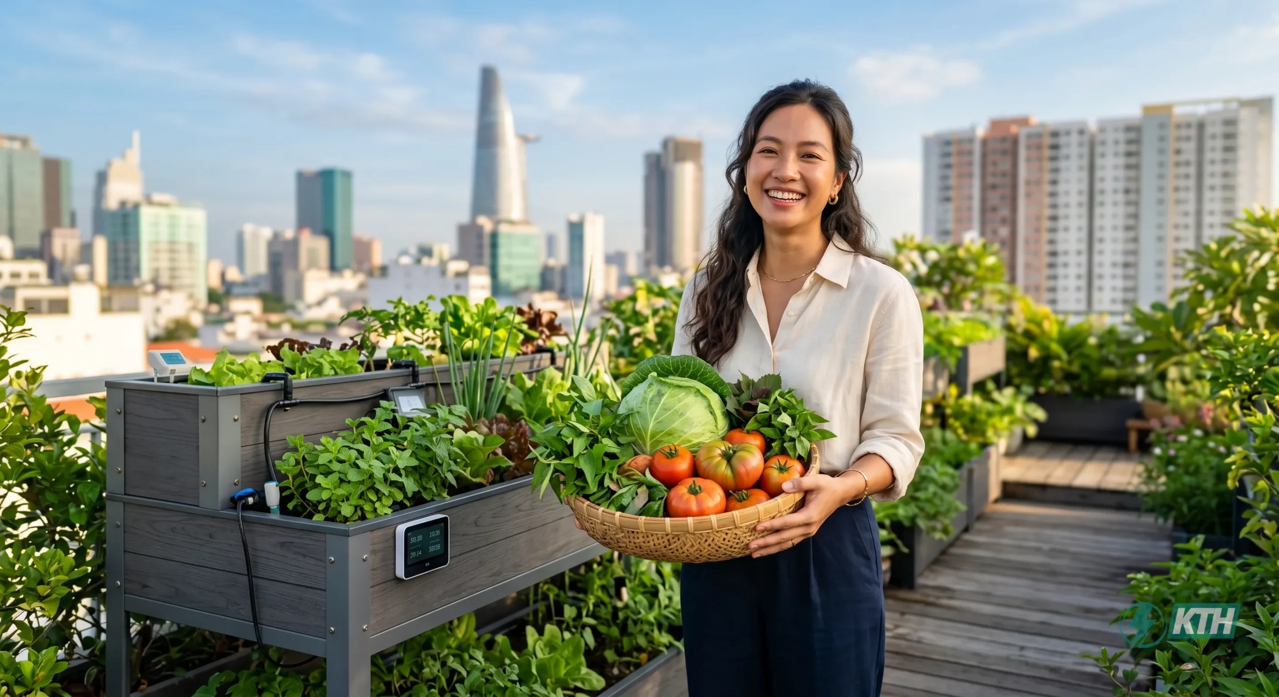 Dịch vụ thiết kế vườn rau sạch ban công chung cư tại Hà Nội và TP HCM bằng chậu nhựa ghép thông minh PP.